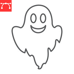 Ghost line icon, halloween and scary, ghost vector icon, vector graphics, editable stroke outline sign, eps 10.