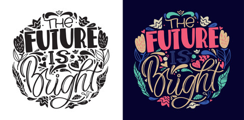 Cute hand drawn doodle lettering postcard. Lettering motivation art about life.