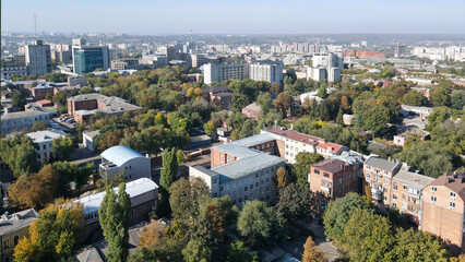 Fototapeta na wymiar Top view of the houses in a residential area of the city of Kharkov 