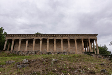 Fototapeta na wymiar hermitage with columns in the town of las fraguas in cantabria