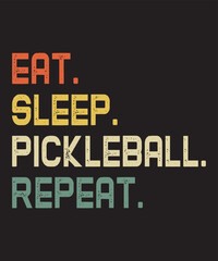Eat Sleep Pickleball Repeatis a vector design for printing on various surfaces like t shirt, mug etc. 
