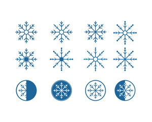 Flat style snowflake design collection