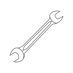 Wrench Outline Icon Illustration on White Background