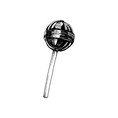 Lollipop candy, retro hand drawn vector illustration.