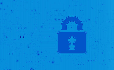 Digital Padlock on abstract technology background, Technology security concept. Modern safety digital background. Protection system, Cyber Security and safety information, personal data concept