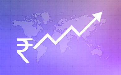 Growth of Indian stock market, Stock market Business graph. Abstract finance background, Stock market chart, Indian Rupee symbol on financial Background