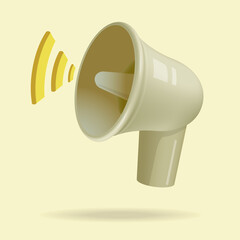 A loudspeaker with waves. Marketing or advertising concept,
 3d illustration. Realistic vector image.