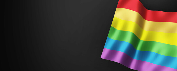 Flaga LGBT na czarnym tle - obrazy, fototapety, plakaty