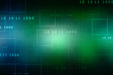 Binary Code Background, Digital Abstract technology background, flowing number one and zero text in binary code format in technology background. Internet Big data Concept