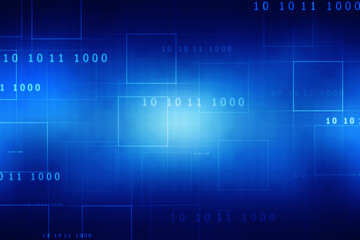Binary Code Background, Digital Abstract technology background, flowing number one and zero text in binary code format in technology background. Internet Big data Concept