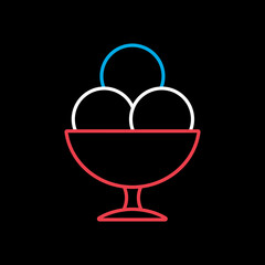 Ice-cream balls in bowl vector icon. Fastfood sign