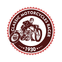 Classic Motorcycles Racer in Badge