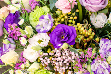 Obraz na płótnie Canvas a bouquet of various flowers of different colors close-up