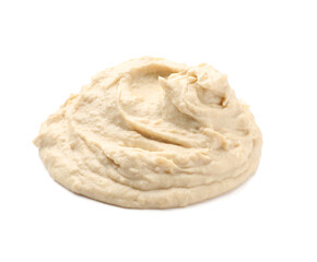 Heap of classic tasty hummus isolated on white