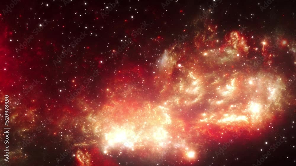 Wall mural cosmic journey through bright red-orange nebulae and constellations. an abstraction with a scientifi