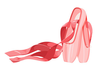 Pink pointe shoes for ballPink pointe shoes for ballet. Dancing. Freedom. Self-expression. Icon. Vector. Ballet. Isolated on white background.et. Vector illustration