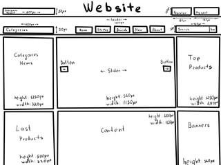 Sketch of website planning and design, illustration