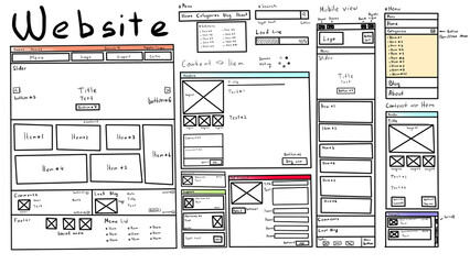 Sketch of website planning and design, illustration - Powered by Adobe