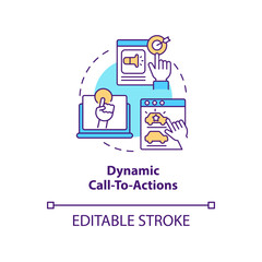 Dynamic call-to-actions concept icon. Example of dynamic content abstract idea thin line illustration. User experiences. Isolated outline drawing. Editable stroke. Arial, Myriad Pro-Bold fonts used