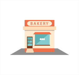 Bakery shops on street cartoon vector illustration