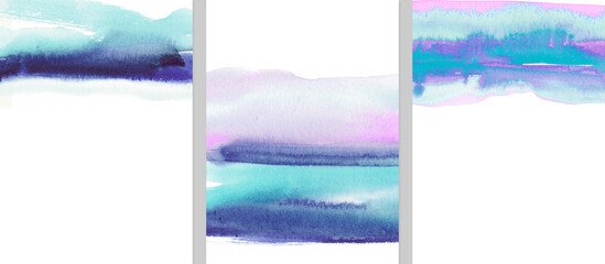 Abstract hand painted watercolor painting, modern pastel coloured paint, watercolour illustration isolated on white. Fun and creative colourful background for greeting cards, banners and social media