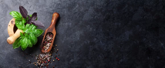 Rolgordijnen Herbs and spices © karandaev