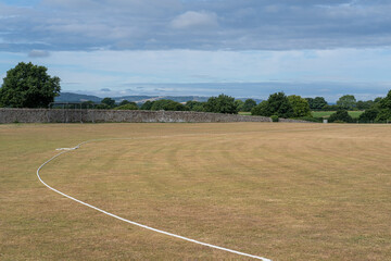 Brown Cricket pitch in July 2022