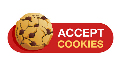 Accept cookies red button - obrazy, fototapety, plakaty