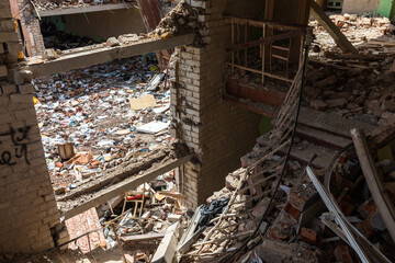 War in Ukraine. Destroyed School in Chernihiv, Ukraine