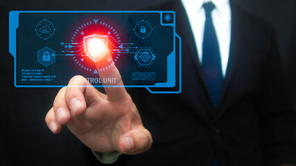 network security and privacy lock icon to protect data Internet network security technology and Using a virtual screen interface to protect personal data on digital devices such as computer
