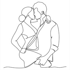 Continuous line drawing of women and men in love