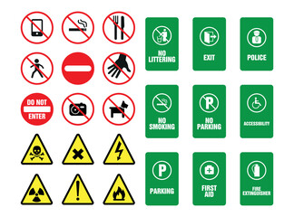 set of traffic signs