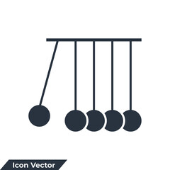 Newton cradle, pendulum icon logo vector illustration. kinetics symbol template for graphic and web design collection