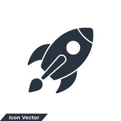 Astronautics icon logo vector illustration. rocket symbol template for graphic and web design collection