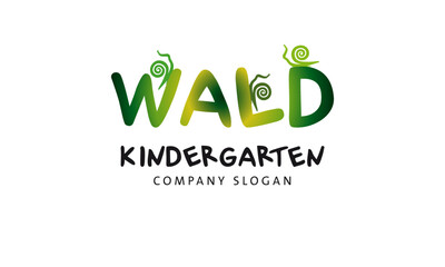 Fototapeta premium Logo Waldkindergarten mit Schnecken, Projekte, Natur erleben mit Kindern