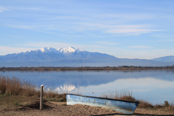 The Canet en Roussillon lagoon, a protected wetland in the south of Perpignan, France
