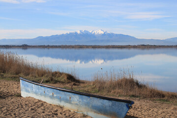 The Canet en Roussillon lagoon, a protected wetland in the south of Perpignan, France
