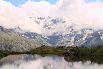 The Lauzon lake in the french alps, ecrins national park
