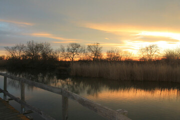 Etang de l'or, natural lagoon near Montpellier in Languedoc Roussillon, Occitanie, France
