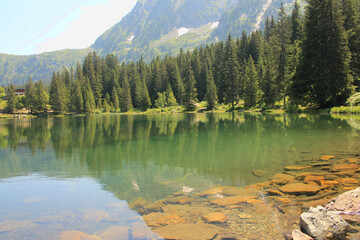 The Poursollet lake in the massif of Taillefer in the french alps
