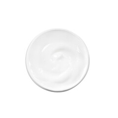 Jar of hand cream isolated on white, top view