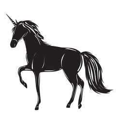Obraz na płótnie Canvas silhouette unicorn black on white background