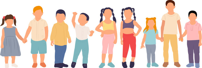 kids in flat style, isolated, vector