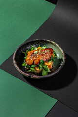 Brioche bun with sea bass teriyaki