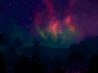 Fototapeta premium night landscape mountain and milky way galaxy background our galaxy, long exposure , low light