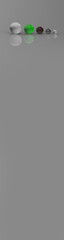 five glass balls of different sizes. the figures are in ascending order. texture of different colors. Vertical banner for insertion into site. Place for text cope space. 3D image. 3d rendering.