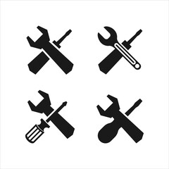 Four cross screwdriver tools vector silhouette
