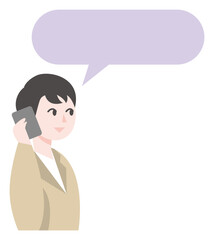 電話をする人物のビジネスイラスト