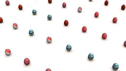 Loopable pattern of Colorful Easter eggs moving in row	
