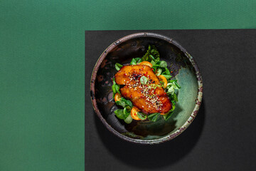 Brioche bun with sea bass teriyaki